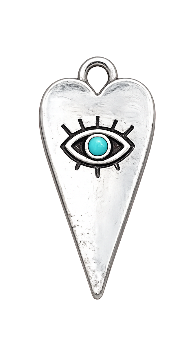 Coeur long argenté