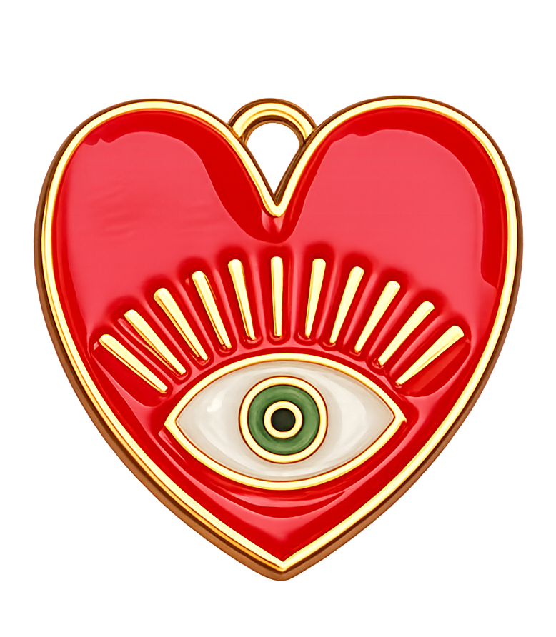 Coeur oeil rouge doré