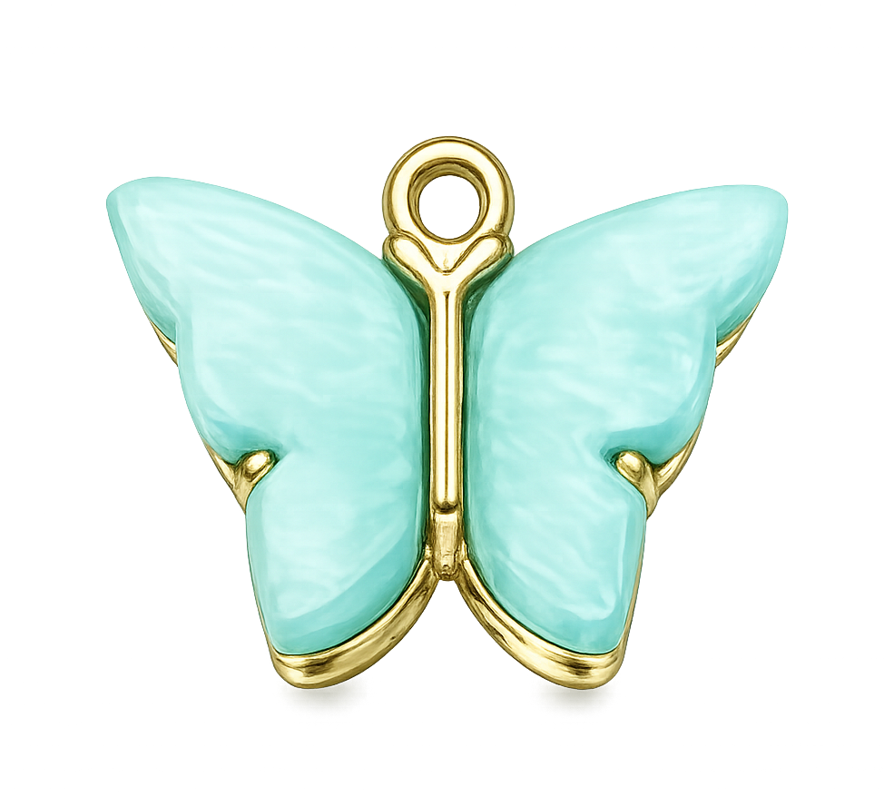 Papillon bleu clair doré