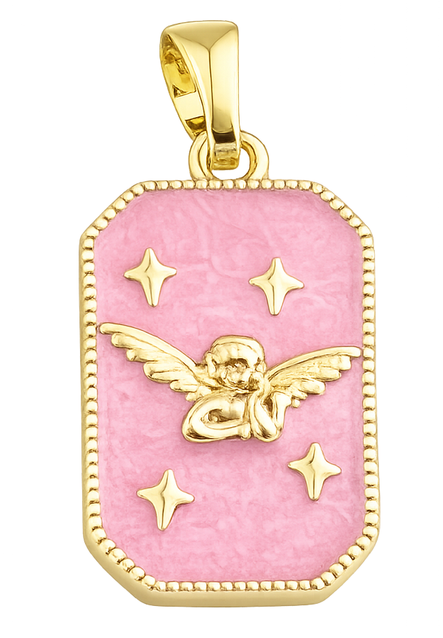 Plaque ange rose dorée