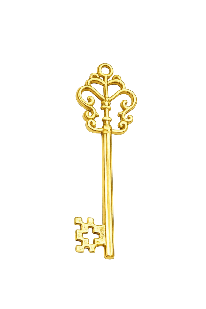 Clé longue dorée