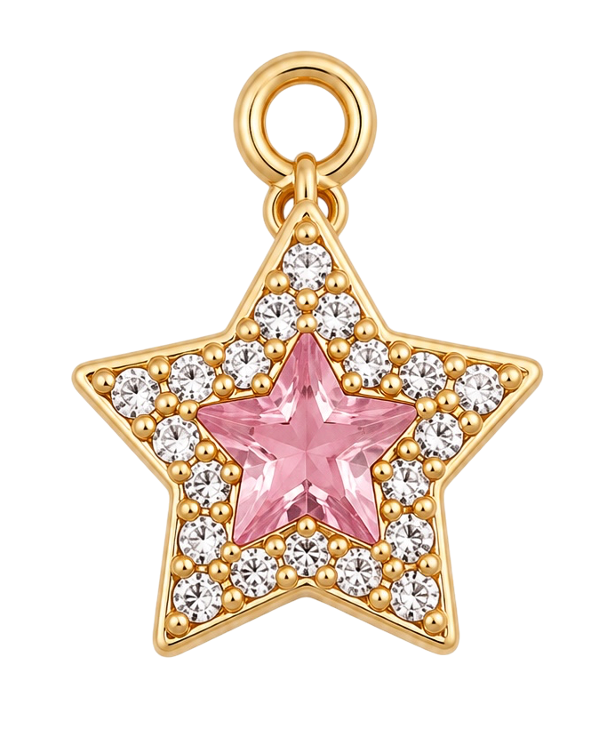 Mini étoile strass rose dorée
