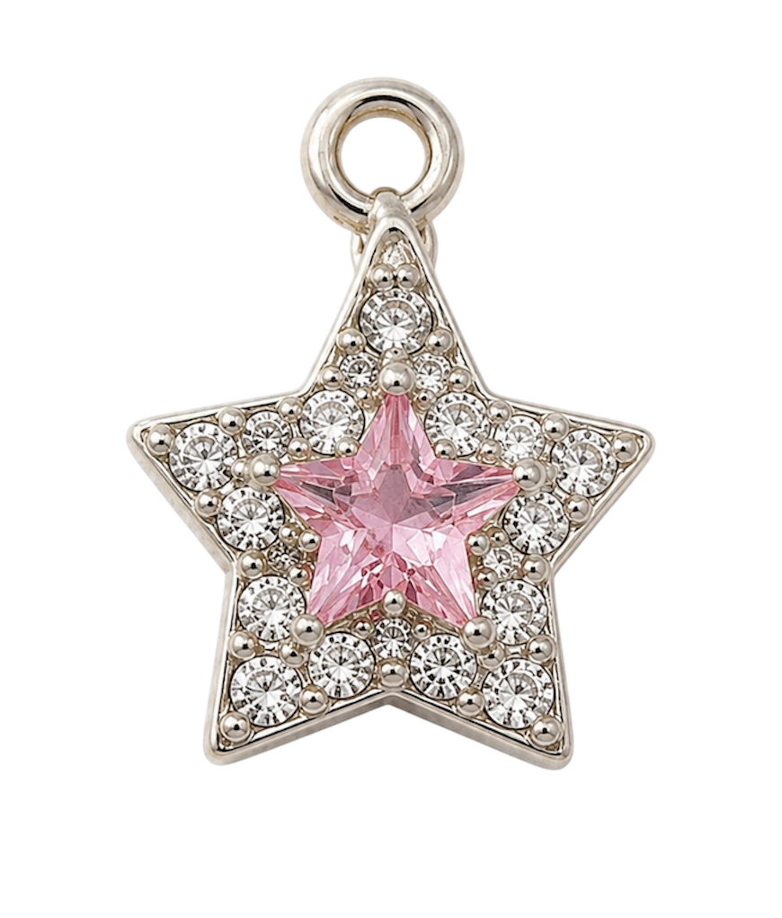 Mini étoile strass rose argenté