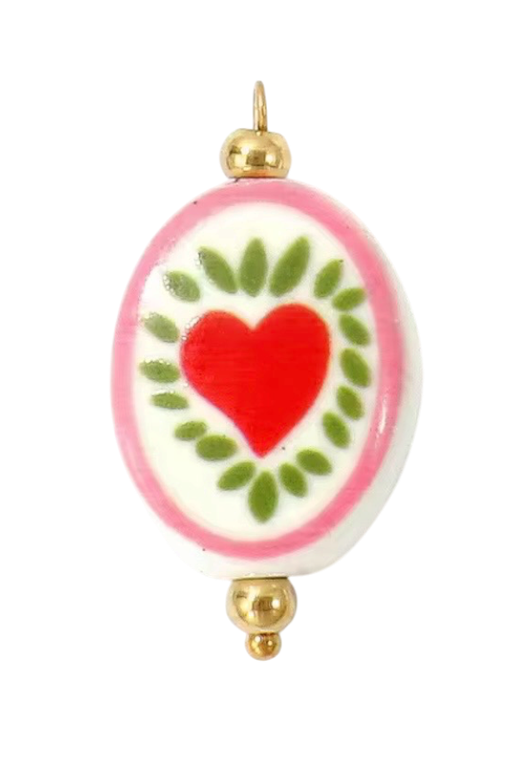 Coeur céramique rose dorée