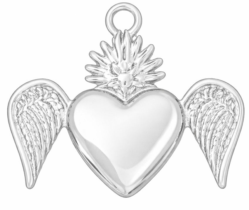 Coeur avec ailes argenté