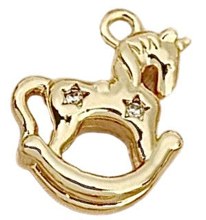 Cheval à bascule doré