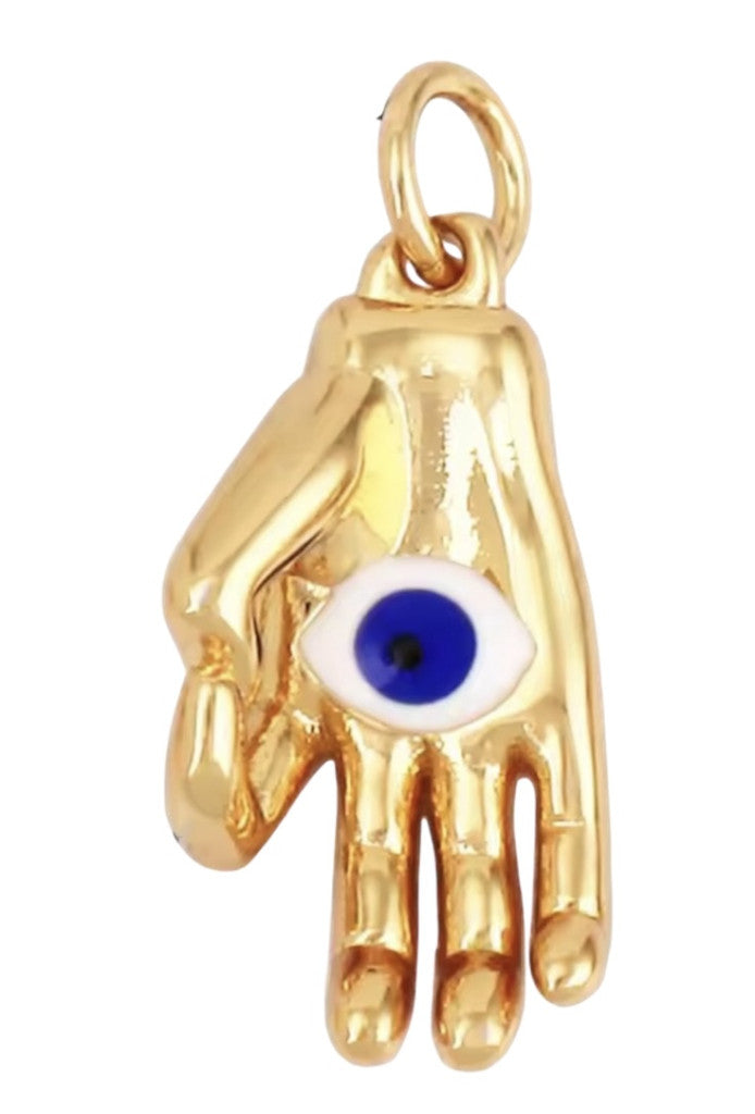 Main oeil bleu dorée