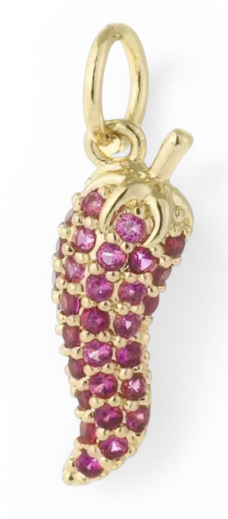 Piment rose strass doré