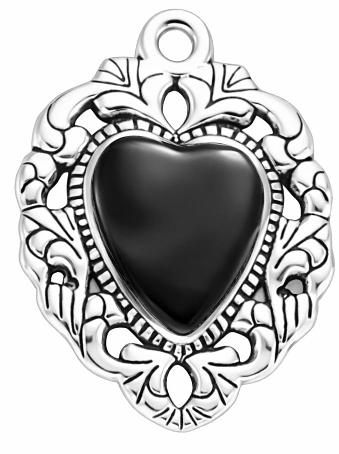 Coeur noir argenté